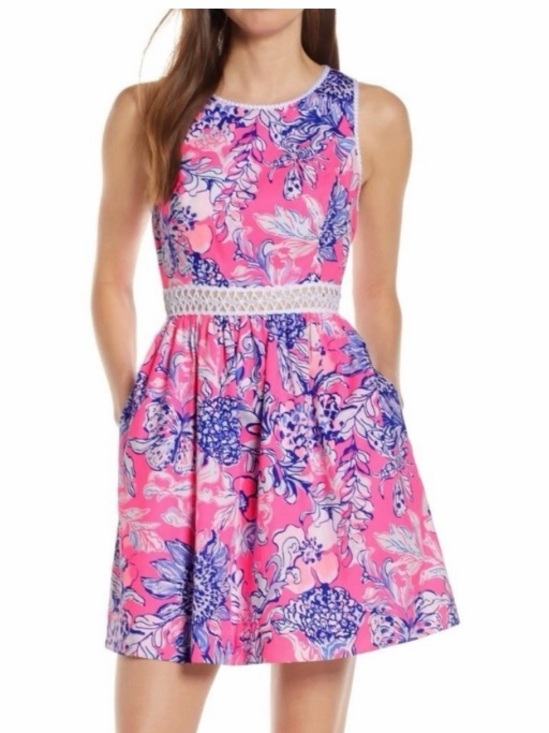 Lilly Pulitzer Dresses & Skirts - Lilly Pulitzer Alivia Floral Eyelet Dress in Pink Tropics Print 10 /12